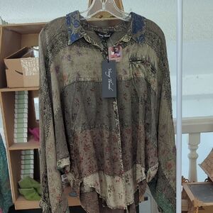 Boho earthy blouse by Young Threads, purchased from Mountain Girl Clothing